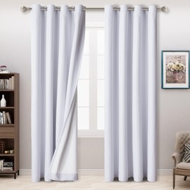 LORDTEX 100% Blackout Curtains for Bedroom - Textured Faux Linen Curtains, Thermal Insulated Sun Light Blocking Grommet Window Drapes for Living Room, Set of 2 Curtain Panels, 52 x 72 Inch, White