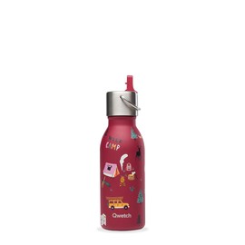 QWETCH - Stainless Steel Children's Drinking Bottle 350 ml - Kids Honolulu Red Pipette Lid - Insulated Bottle - Keeps Drinks Cold for 24 Hours & Warm for 12 Hours - Leak-proof & BPA-Free - Perfect for