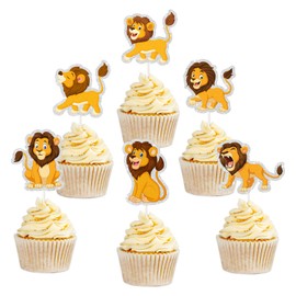 Lion Cupcake Topper, Jungle Safari Animal Cupcake Decor - Forest Animal Lion Baby Shower Birthday Party Decoration - 18PCS