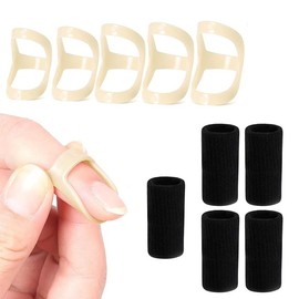 5Pcs Oval Trigger Finger Splints with 5pcs Black Finger Sleeves, Oval Finger Splint Comfortable Trigger Finger Splint, Finger Splints and Sleeves Kit, Finger Support Brace Finger Splints Thumb Splint