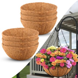 Sinimaka Coco Liners for Planters 10 Inch, 6 Pack Round Hanging Basket Liners, Coconut Fiber Liners for Planters Flowers Garden