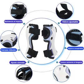 7pzas Kit De Proteccion Rodilla Codo Mano Patinaje Para Niño