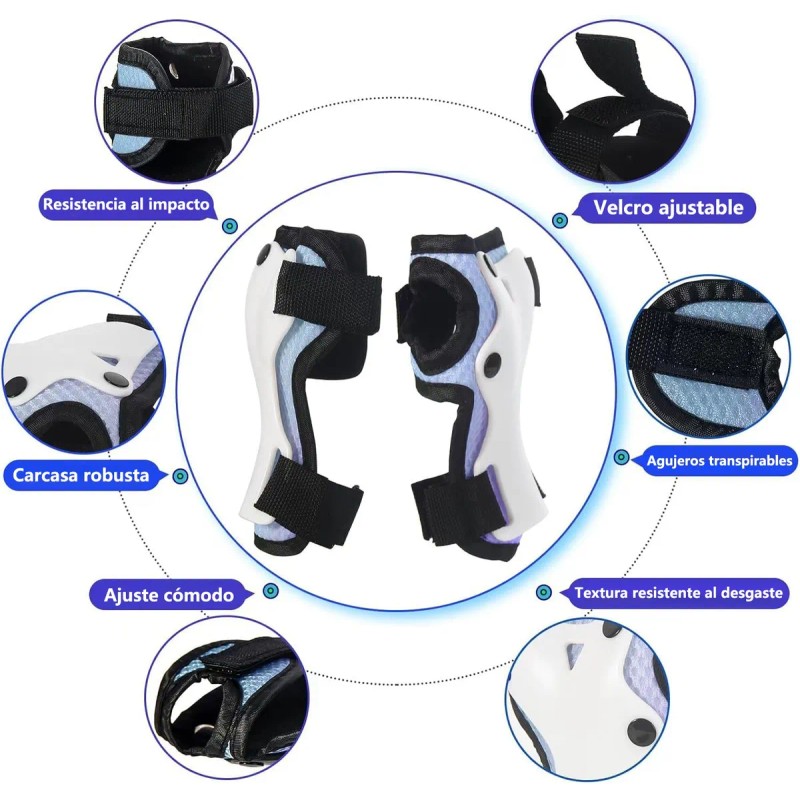 7pzas Kit De Proteccion Rodilla Codo Mano Patinaje Para Niño
