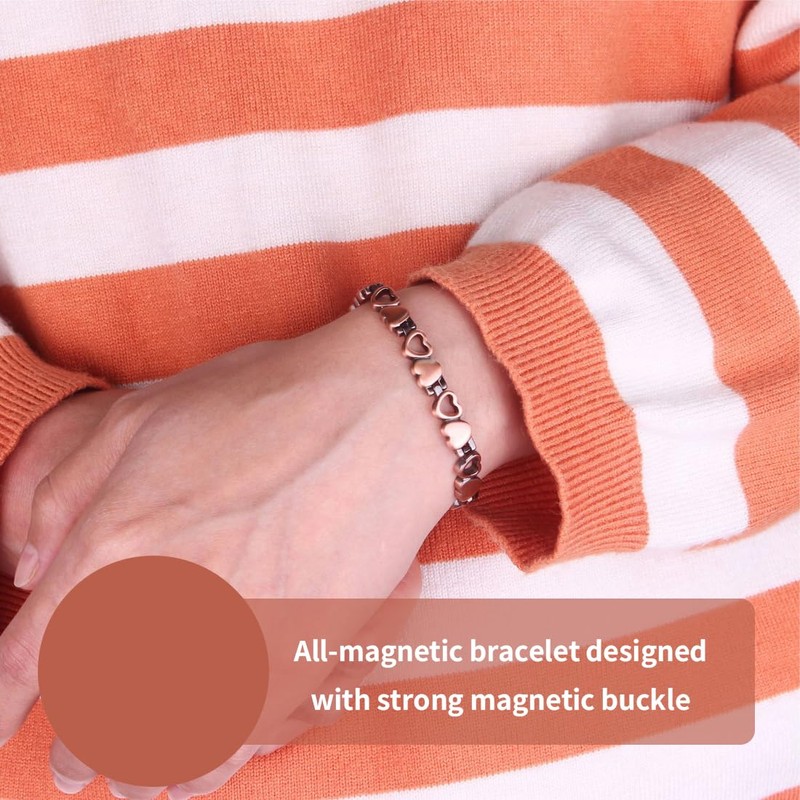 Tomedeks 2 PCS Magnetic Bracelets for Women, Copper Bracelet, Silver