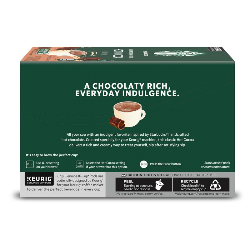 Starbucks K-Cup Coffee Pods, Flavored Hot Cocoa, Classic Hot Cocoa,