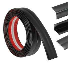 uxcell 3-in-1 Peel and Stick Trim, 0.8in x 3.2 ft Multifunctional Wall Molding Trim, Flexible Edge Guard Molding Self-Adhesive Caulk Strip for Floor, Table, Door Frame, Shiny Black