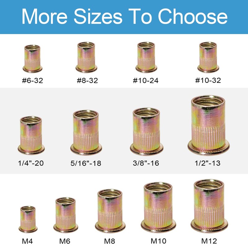 30PCS M12 Rivet Nuts Carbon Steel Zinc Plated Metric Rivets