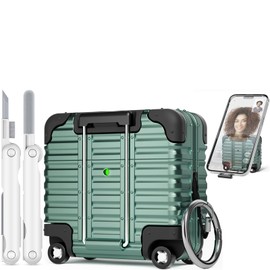 with Safety Lock for AirPods 4 Case 2024 with Cleaner Kit,Cute Funny Suitcase Design AirPods 4th Generation Case,Sturdy Hard PC Full Protection Cover for Women Men with Keychain(Light Green)