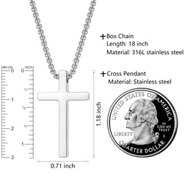 HEXALOVA Cross Necklace for Men, Cross Necklace for Women, Cross Chain for Men, Stainless Steel Cross Necklace, Silver Cross Pendant for Men, Christian Necklace, Religious Jewelry (1)