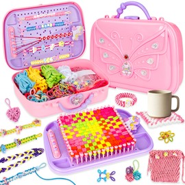 SUGORER 500+ PCS Weaving Loom Kit, 6-in-1 Weaving Loom for Kids & Friendship Bracelet Making Kit for Girls, Potholder Loom Knitting Kits Toys, Art and Crafts Kits for Kids Age 6-12