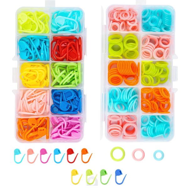 Wgewfhdf Pack of 220 Stitch Markers for Crochet and Knitting