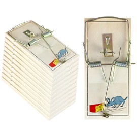 Harrier Hardware 12-Pack Rat Trap Set - Reliable Double Spring Mechanism with Sturdy Wood Base and Metal Plate for Indoor and Outdoor