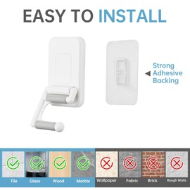 NiHome Multi-Use Wall Mounted Mop Holders 4PCS for Mops, Brooms, Tools, Umbrellas, Kitchen & Bathroom Supplies, Space-Saving Broom Holder with 180° Rotating Design, Self-Adhesive No-Drill Installation