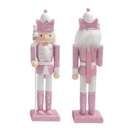 Pink Wooden Christmas Nutcracker Soldiers,Large Christmas Nutcracker Soldier Ornament 30CM,Traditional Nutcracker Soldier Puppet Nutcracker Toy Gift for Kids Classic Xmas Decor Nutcracker King Soldier