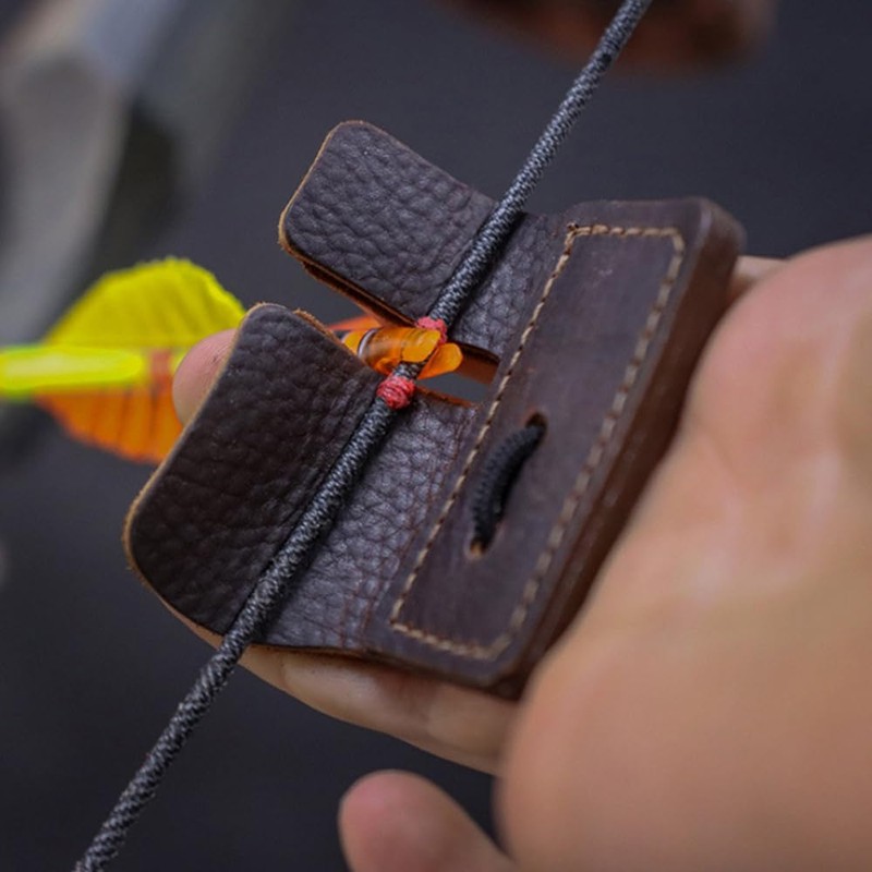 Windfulogo PU Leather Archery Finger Tab Long Bow Hand Protector