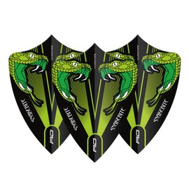 RED DRAGON Hardcore Peter Wright Snakebite Green Clear Freestyle Dart Flights - 3 Sets Per Pack (Total 9 Dart Flights)