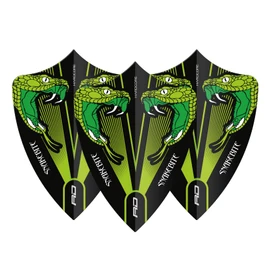 RED DRAGON Hardcore Peter Wright Snakebite Green Clear Freestyle Dart Flights - 3 Sets Per Pack (Total 9 Dart Flights)