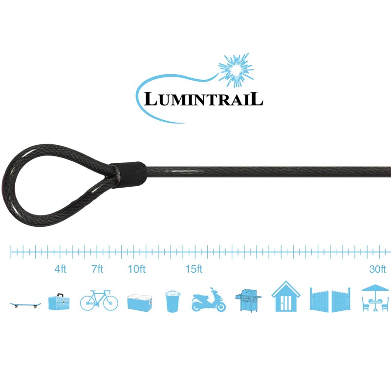 Lumintrail 10mm Heavy-Duty Security Cable, Vinyl Coated Braided Steel with