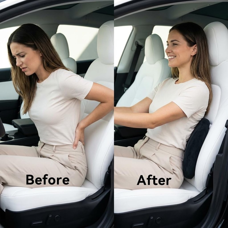 VENTUVIBE Lumbar Pillows-Lumbar Support Pillow,Chair Pillows-Memory Foam,Black