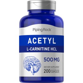 Piping Rock Acetyl L-Carnitine 500mg | 200 Capsules | Non-GMO, Gluten Free | By Piping Rock