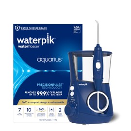 Waterpik Aquarius Water Flosser For Teeth Cleaning, Gums, Braces, Dental Care, Electric Power With 10 Settings, 7 Tips For Multiple Users And Needs, ADA Accepted, Blue WP-663, Packaging May Vary