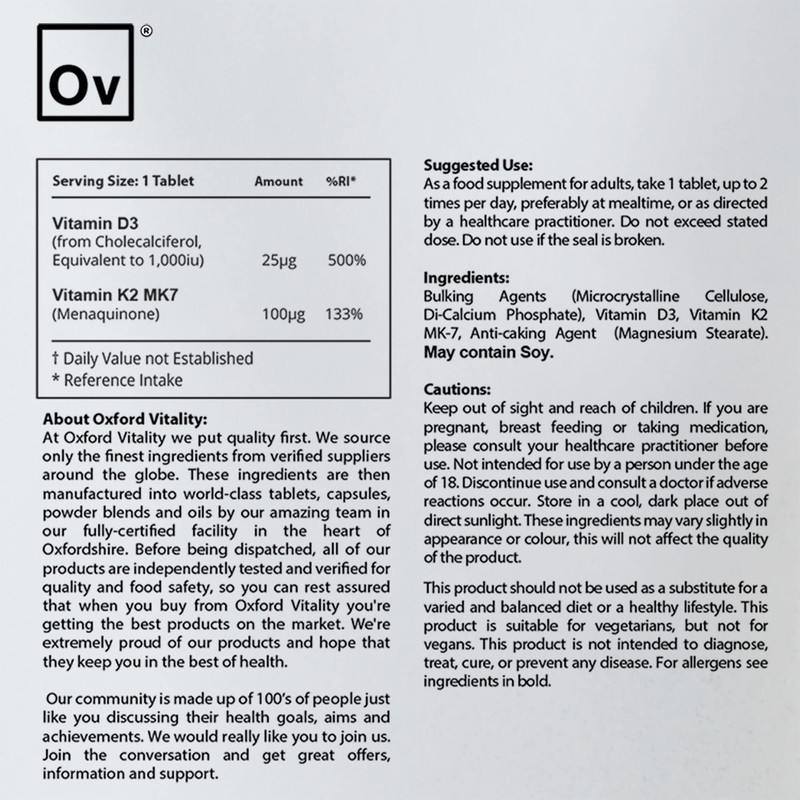 Vitamin D3 and K2 | Bone Support Supplement | Vitamin