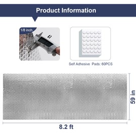 DGSL Double Reflective Bubble Foil Insulation Foam, 59 in X 8.2 FT Aluminum Foil Thermal Insulation Radiant Barrier for Window, Garage Door, RV, Roof