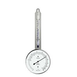 Fischer 125.01 – Polymeter (Hygrometer Thermometer), Stainless Steel, Diameter 103 mm, Humidity 0 to 100% RH, Temperature -35 to +55 °C