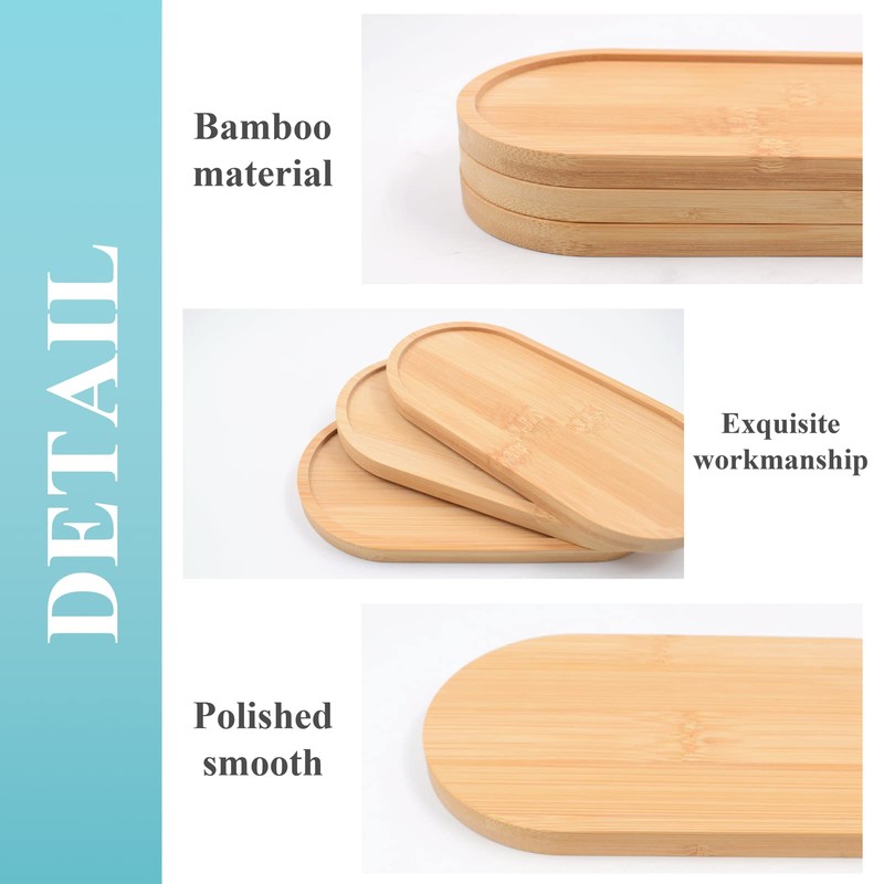 3 Pack Bamboo Trays for Bathroom Shampoo Shower Dispenser Holder