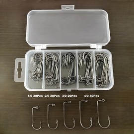 90-Degree Barbed Fishing Hooks Set - Short Shank Aberdeen Hooks in Sleek Black Finish 9147 Jig, 100Pcs