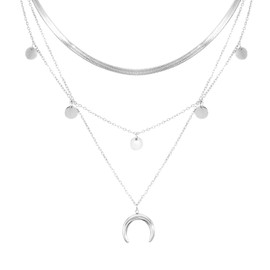 MILAKOO Women's Layered Necklace Herringbone Cuban Chain Necklace Snake Chain Stackable Chains Choker for Women Gold/Silver, Stainless Steel, No Gemstone