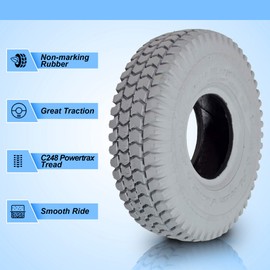 AlveyTech 10"x3" (3.00-4, 260x85) Mobility Tire with C248 Powertrax Tread - Replacement Pneumatic Tires Scooter Parts/Accessories