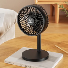 6 Inch Desk Fan for Bedroom, USB Small Fan with 4 Speeds, Adjustable Height, Personal Cooling Table Fan, 72°Rotation, Ultra Quiet, Lightweight, Powerful Office Fan for Home,4.92 feet Cord, Black
