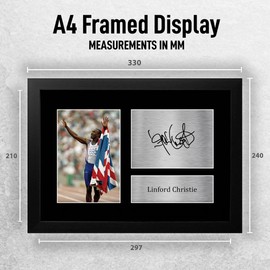 HWC Trading FR A4 Linford Christie Gifts Printed Signed Autograph Picture for Athletics Sport Memorabilia Fans - A4 Framed