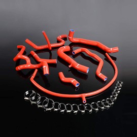 PIT66 Silicone Radiator Hose Kit,Compatible with 1994-1998 Vw Golf MK3 VR6 2.8 2.9 Red with Clamps
