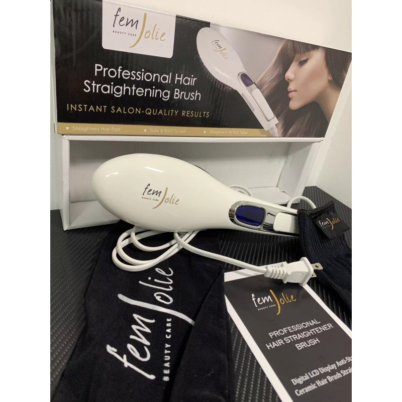 FemJolie Electric Hair Straightener Brush Professional Digital Straightening NEW