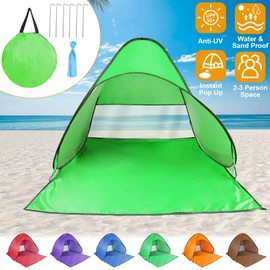 KOCASO Pop Up Beach Tent for 2-3 Person, UPF50+ Anti-UV Sun Shelter w/Storage Bag, Portable Waterproof Instant Sun Shade Canopy for Outdoor Beach Camping Hiking Travel Family, Green