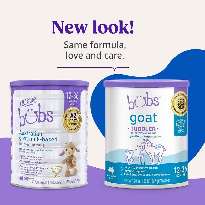 Bubs Goat Toddler Nutritional Drink, Non-GMO Whole Goat Milk-Based Gentle