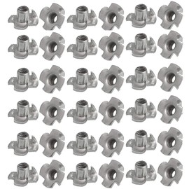 Bestgle Four-Pronged Nuts T-Nuts with Prongs, 100-Piece Set, M6 Nuts with Prongs, Zinc-Plated Nuts, Blind Inserts, Pronged T-Nuts, Climbing Holds, for Wooden Wall Mounting, Pronged Nuts for