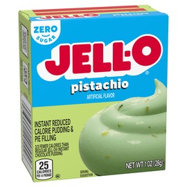 Jell-O Zero Sugar Instant Pudding & Pie Filling Mix, Pistachio Flavor, Reduced Calorie Dessert for Baking, Pies & No-Bake Recipes, 1 oz (Pack of 12)