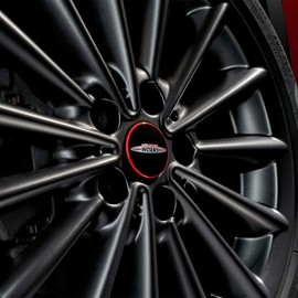 MINI 36122469710 Floating Center Caps Compatible with All Original Alloy Wheels on F5x and F60 Models (JCW Logo, Set of 4 Caps)