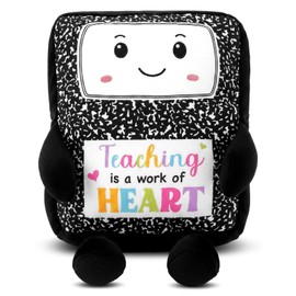Thenshop Back to School Gifts for Teacher, Composition Notebook Soft Plush Gift Teaching is a Work of Heart Doll Gift for Teachers Home Office Desk Decor