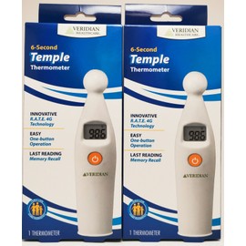 Veridian Thermometer Mini Temple Touch Sensor 6 Second (pack of 2)-