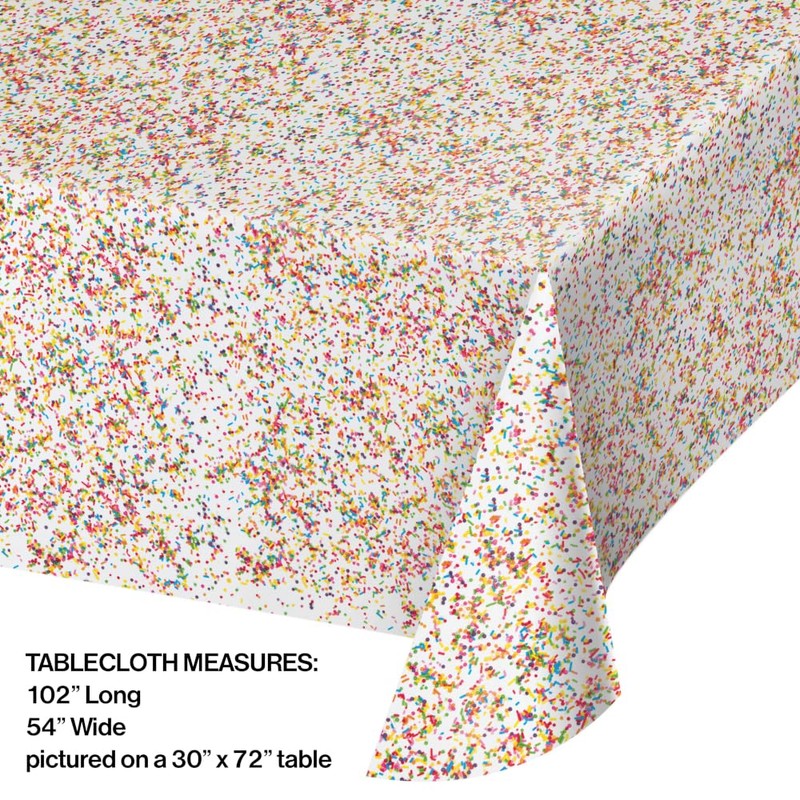 Trendware Confetti Sprinkles Plastic Tablecloths, 3 Count