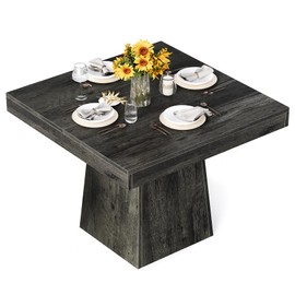 LITTLE TREE Dining Table for 4 People, 31.5-Inch Square Small Kitchen Table, Farmhouse Dinner Table with Sturdy Pedestal Base for Restaurant, Dining Room, Living Room, Grey