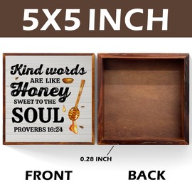 Bee Decor Summer Decorations for Home Religious Christian Desk Decor Inspirational Sunny Day Wooden Box Sign Office Home Farmhouse Decor Wood Square Box Sign for Table Shelf Tiered Tray Wall Decor