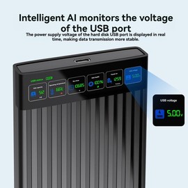 Snblzhef 2.5 Inch to Type-C Hard Drive Chassis with Intelligent Digital Display Adapter for External HDD 512GB 6Gbps Compatible with for PC Laptop