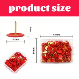 Aiweijia 100Pcs Decorative Flat Push Pin, Plastic Roundness Head Thumbtack, Thumb Tacks for School, Office, Map, Photo Wall, Cork Board Bulletin Board Red