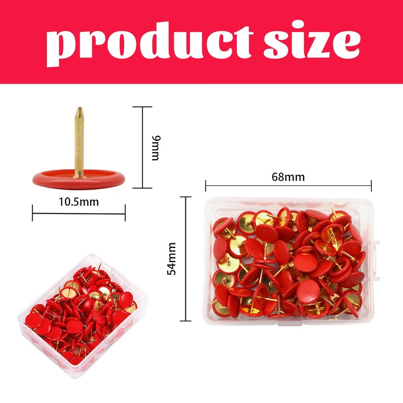 Aiweijia 100Pcs Decorative Flat Push Pin, Plastic Roundness Head Thumbtack,