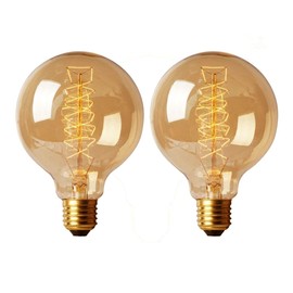 CTKcom G30 Edison Globe Bulbs (2 Pack)- G95 E27 Antique Incandescent Bulb 40W Equivalent Warm White Lamps,Spiral Tungsten,for Loft Coffee Bar Restaurant Kitchen Lights